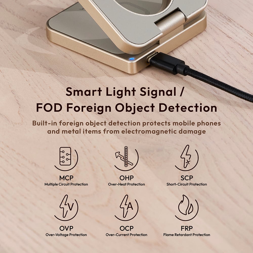 แท่นชาร์จไร้สาย ADAM elements Mag 3 Pro Qi2 3-in-1 Foldable Travel Charging Station สีไทเทเนียม_9